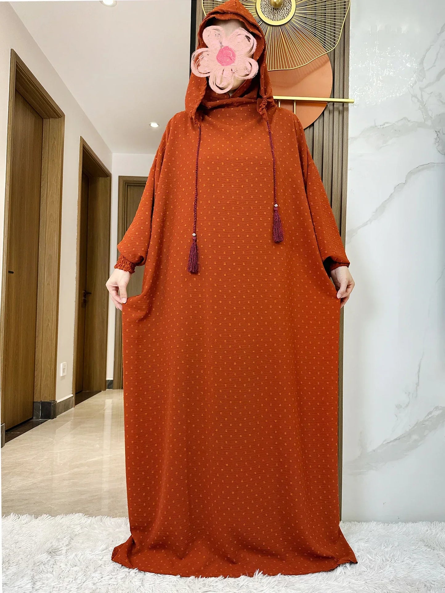 Abaya Dubai Ramadan Muslim Double Hat | Robe Islamique Sueding Solid Fabric