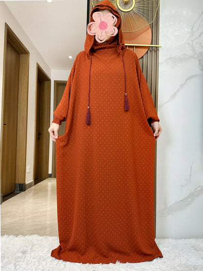 Abaya Dubai Ramadan Muslim Double Hat | Robe Islamique Sueding Solid Fabric