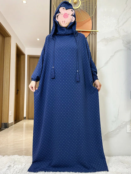 Abaya Dubai Ramadan Muslim Double Hat | Robe Islamique Sueding Solid Fabric