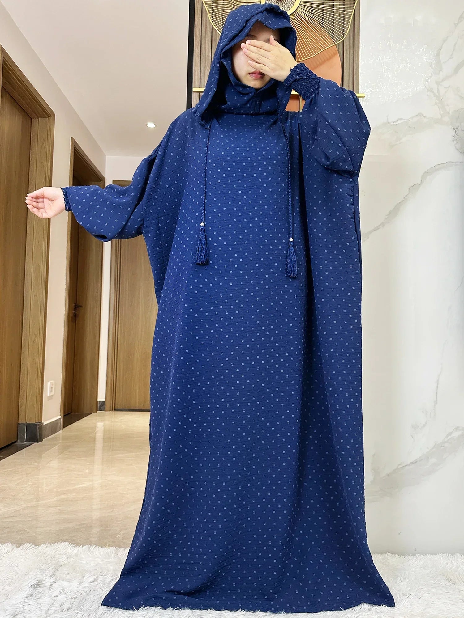 Abaya Dubai Ramadan Muslim Double Hat | Robe Islamique Sueding Solid Fabric