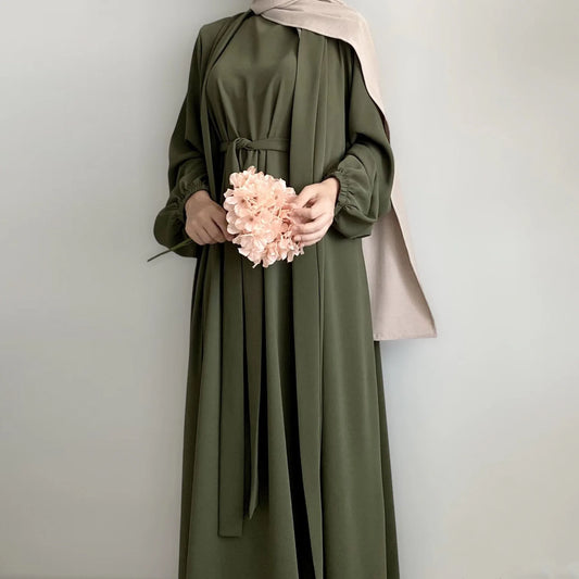 Abaya-Cardigan deux pièces pour femme, robes longues élégantes, Eid, Dubaï, Turquie (60 caractères)