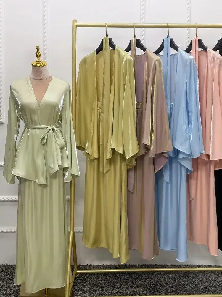 Robe Musulmane Modeste en Satin - Vêtements de Prière Ramadan