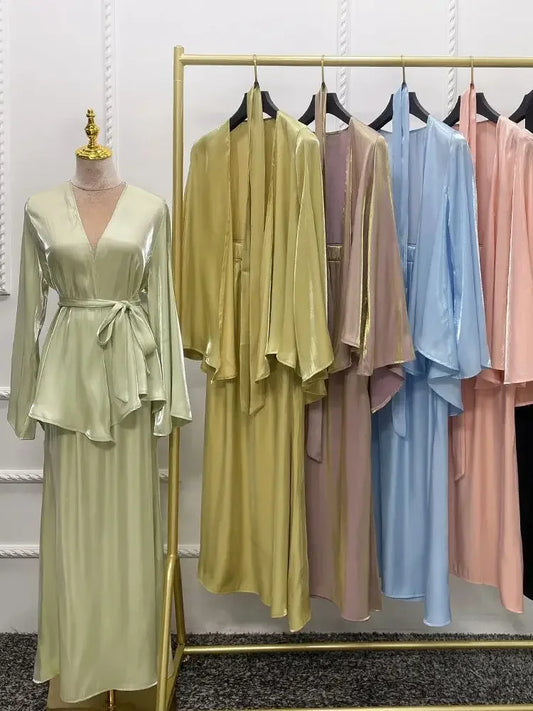 Robe Musulmane Modeste en Satin - Vêtements de Prière Ramadan