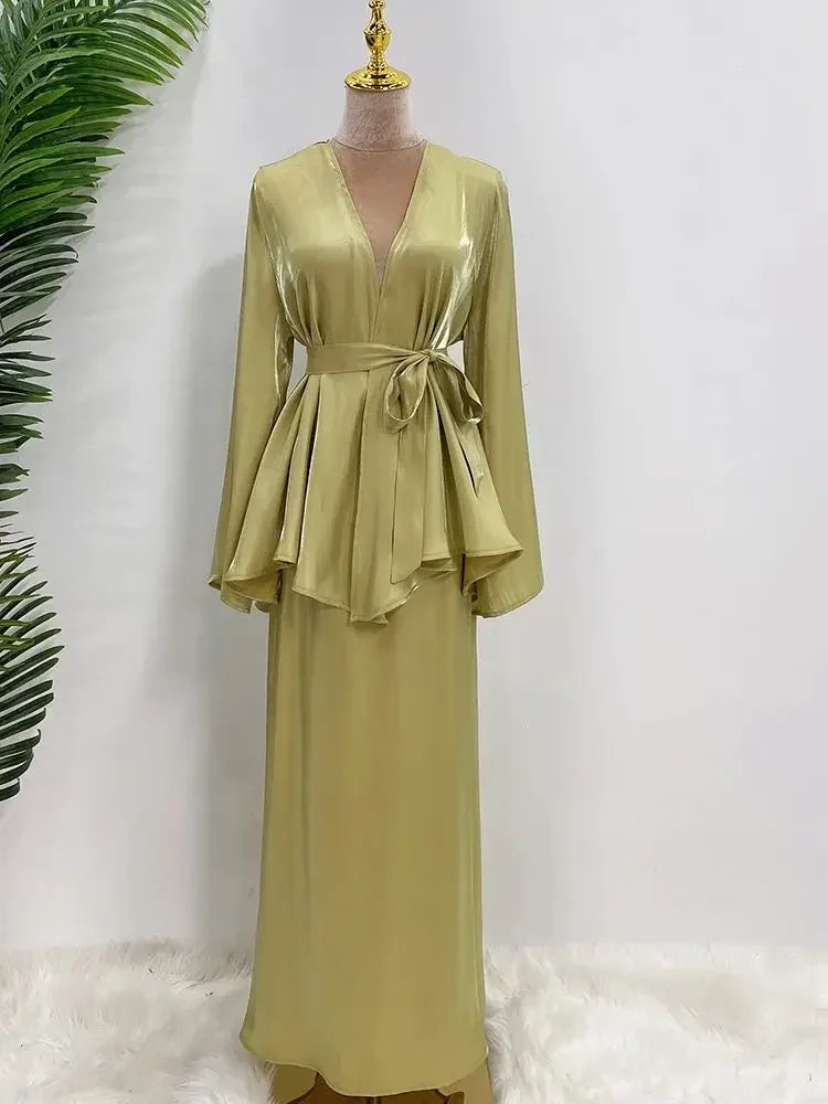 Robe Musulmane Modeste en Satin - Vêtements de Prière Ramadan