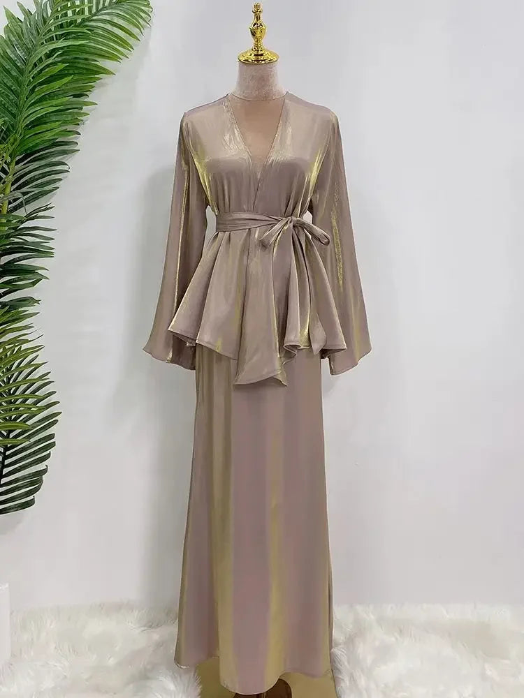 Robe Musulmane Modeste en Satin - Vêtements de Prière Ramadan