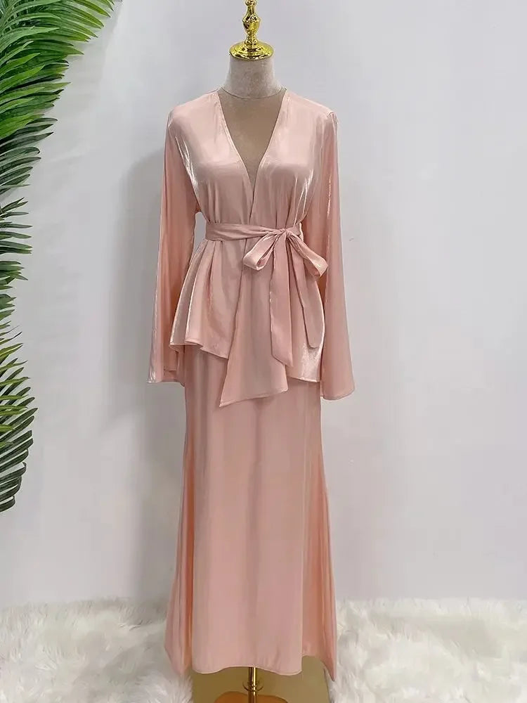 Robe Musulmane Modeste en Satin - Vêtements de Prière Ramadan