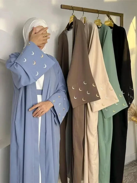 Abaya-Kimono brodé pour femmes: robe musulmane luxe 2024