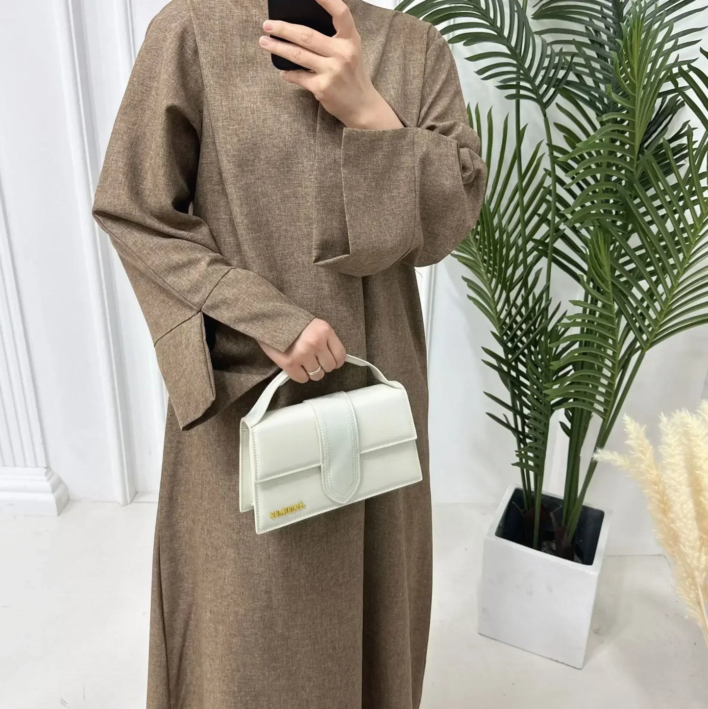 Robe Abaya Hijab Luxe en Lin Fermé Africain Turquie Ramadan Kaftan