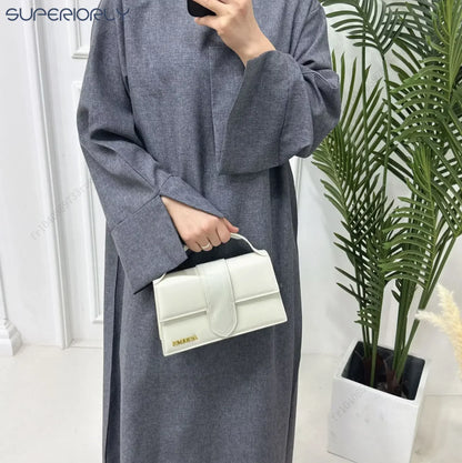 Robe Abaya Hijab Luxe en Lin Fermé Africain Turquie Ramadan Kaftan