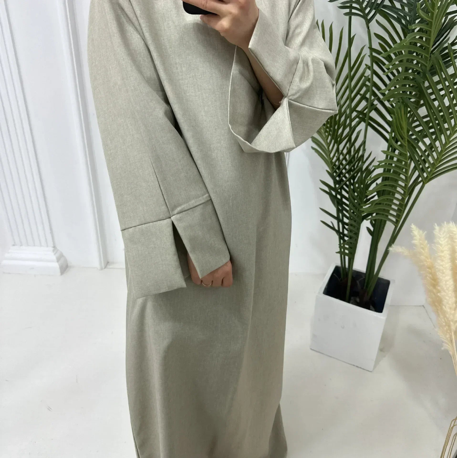 Robe Abaya Hijab Luxe en Lin Fermé Africain Turquie Ramadan Kaftan