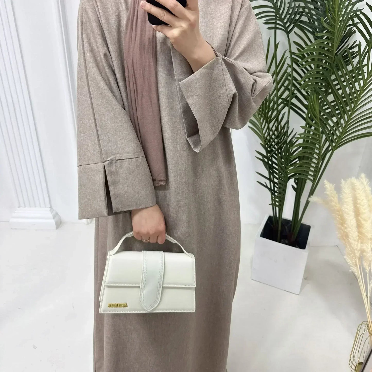 Robe Abaya Hijab Luxe en Lin Fermé Africain Turquie Ramadan Kaftan