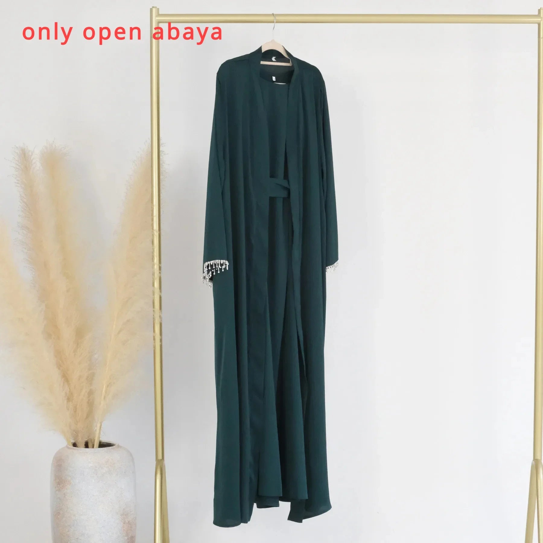 Abaya Robe Hijab Satin Luxe Dubaï Diamants Turquie - Tenue Soirée Kaftan Islamique