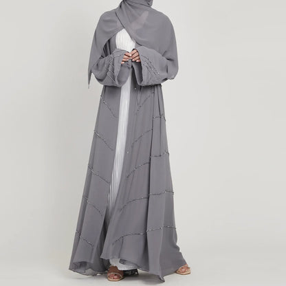 Abaya-Robe Hijab Élégante avec Perles: Turquie, Kimono Kaftan Islamique