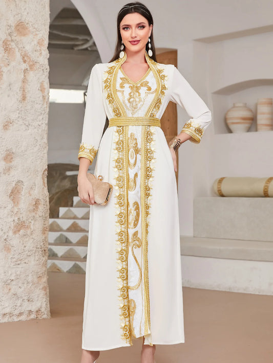 Abaya blanche pour femme musulmane: vêtement africain pour Fêtes à Dubai