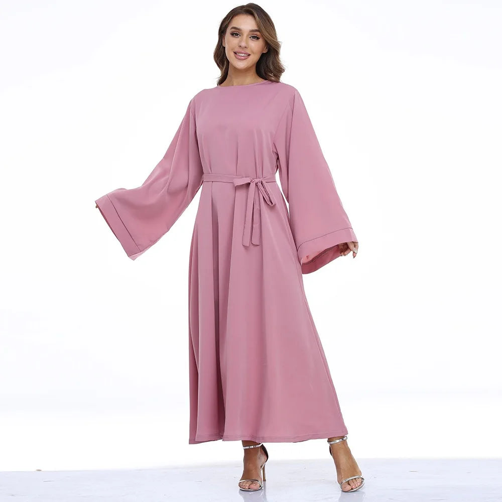 Abaya-Robe Longue avec Ceinture, Mode Africaine et Hijab