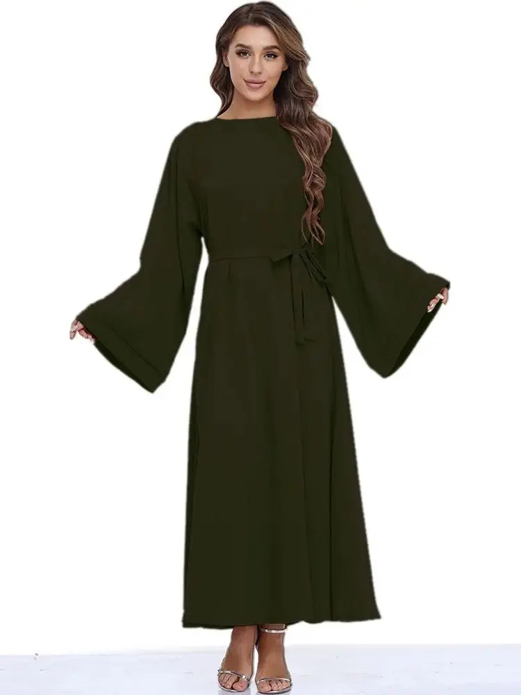 Abaya-Robe Longue avec Ceinture, Mode Africaine et Hijab