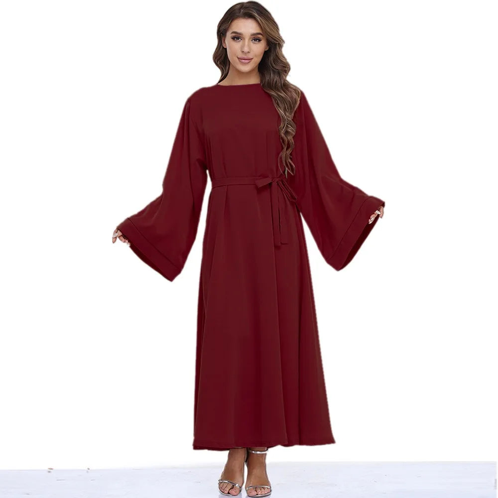 Abaya-Robe Longue avec Ceinture, Mode Africaine et Hijab