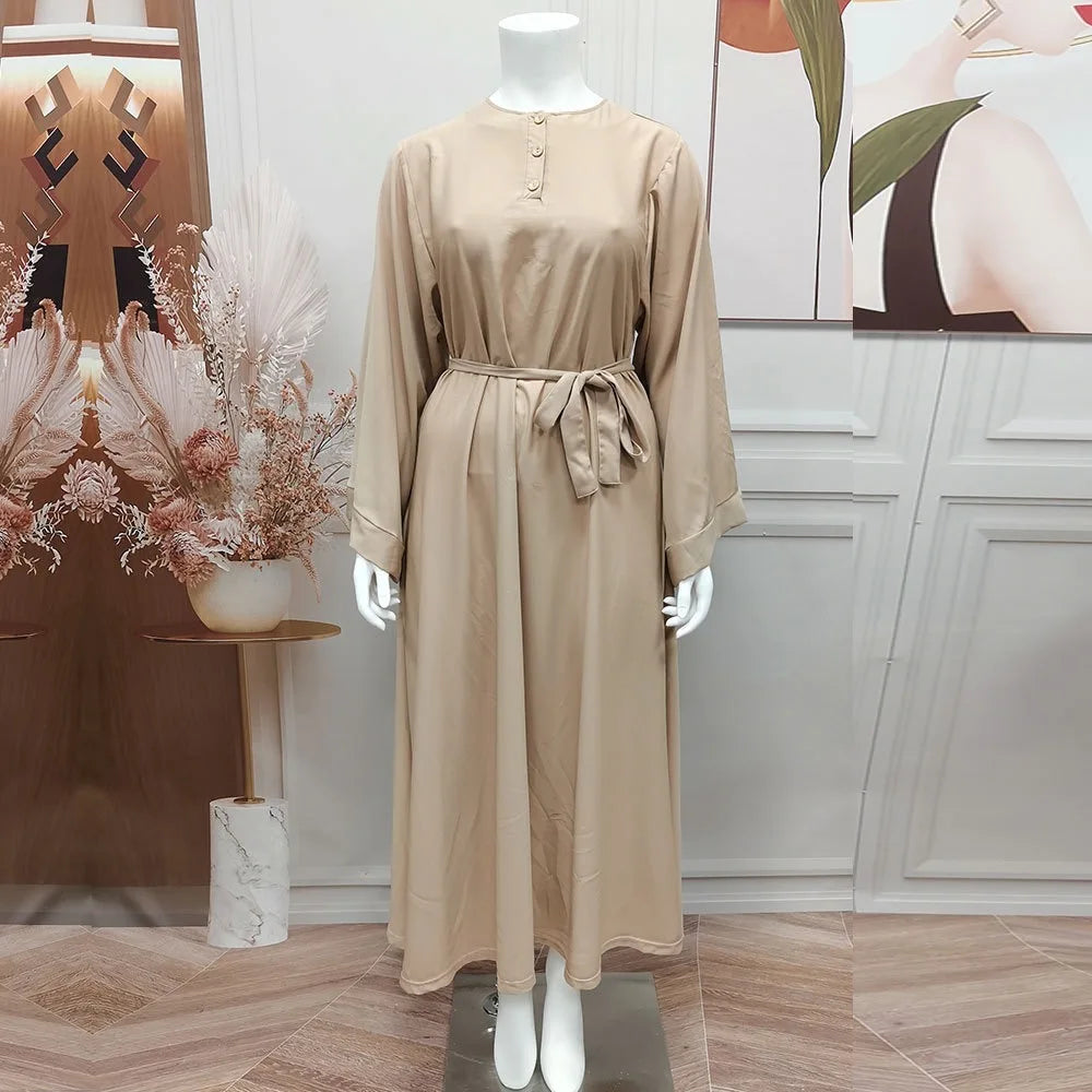 Abaya-Robe Longue avec Ceinture, Mode Africaine et Hijab