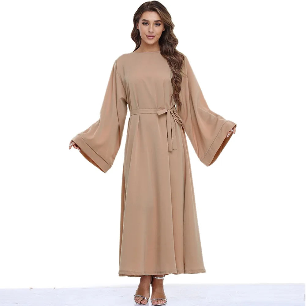 Abaya-Robe Longue avec Ceinture, Mode Africaine et Hijab