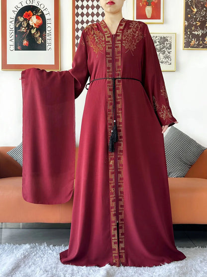 Abaya-Robe d'été élégante : mousseline de soie, manches longues