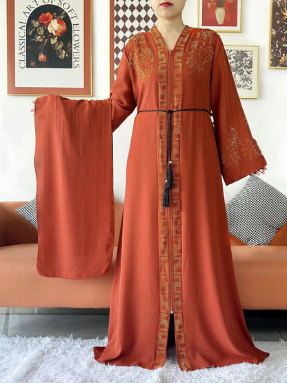 Abaya-Robe d'été élégante : mousseline de soie, manches longues