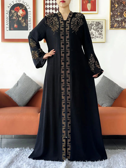 Abaya-Robe d'été élégante : mousseline de soie, manches longues