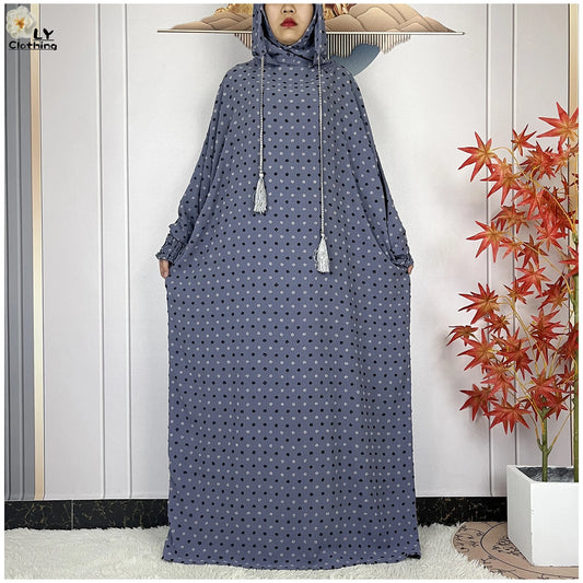 Abaya-Robe de prière à deux chapeaux pour femmes- Coton pur, traditionnel, Ramadan