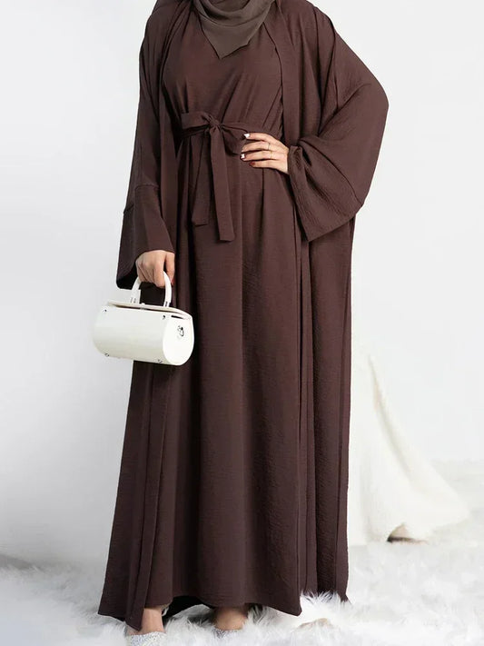 Ensemble Abaya et Hijab pour femmes, style musulman africain, couleur unie - Vêtements islamiques 