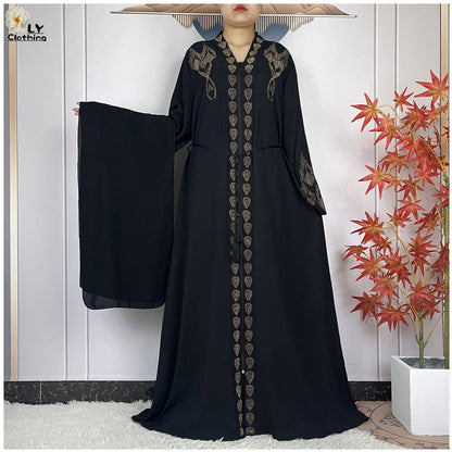 Robe Abaya Musulmane en Mousseline de Soie Élégante