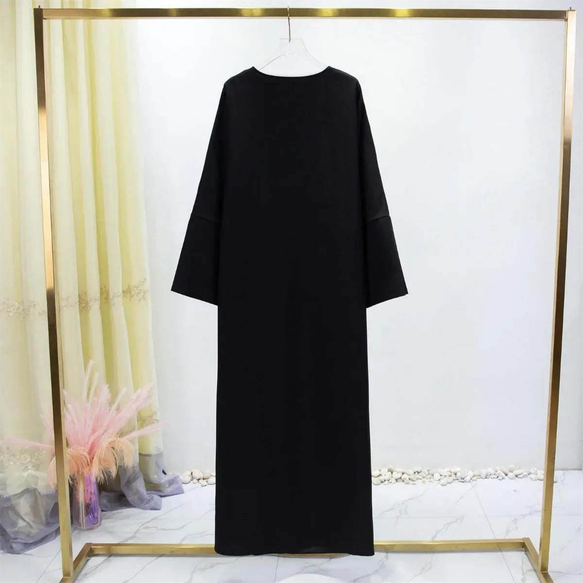 Abaya-Robe longue à manches longues pour femmes, cardigan, kaftans, couleur unie