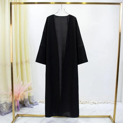 Abaya-Robe longue à manches longues pour femmes, cardigan, kaftans, couleur unie