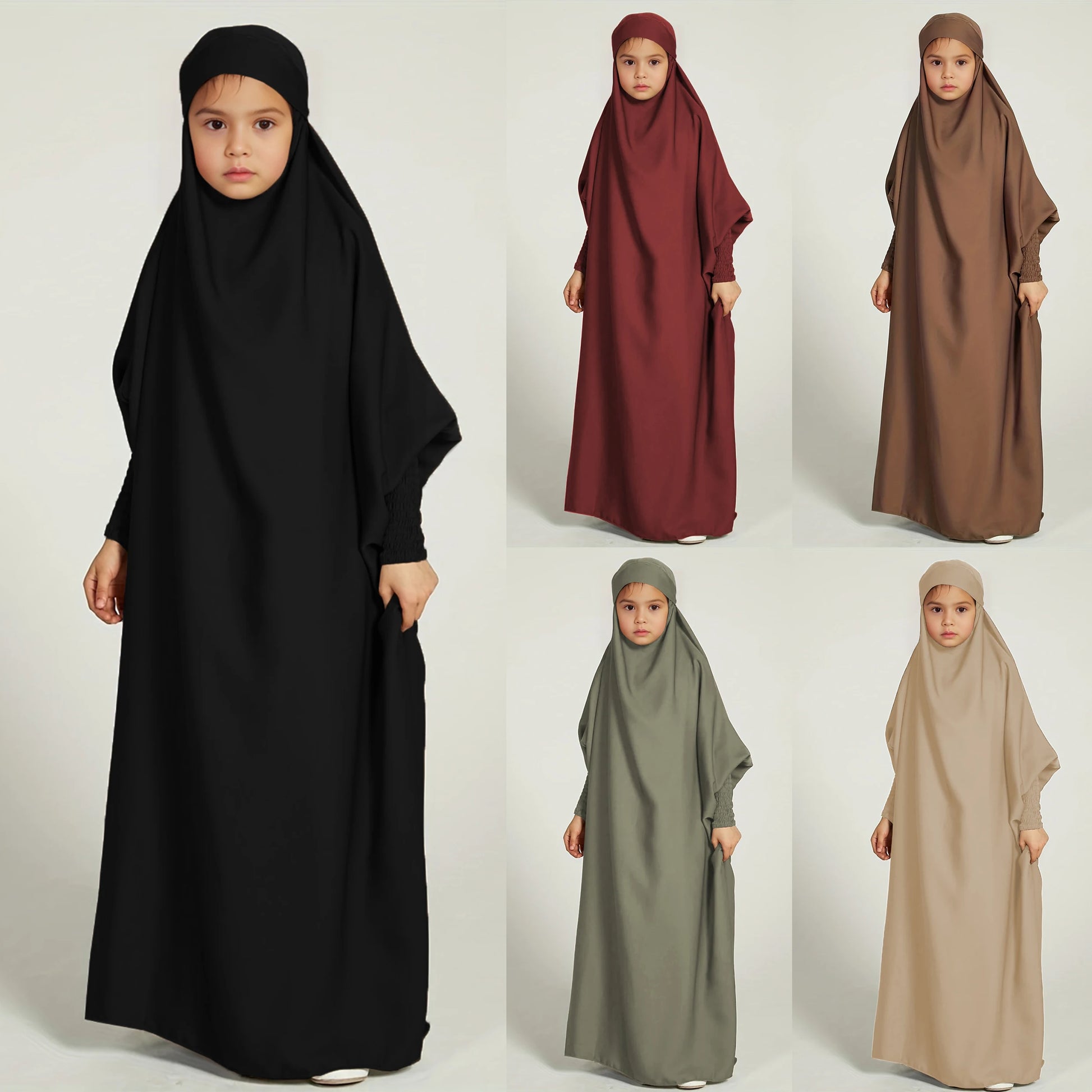 Abaya enfant musulmane : Caftan couleur unie