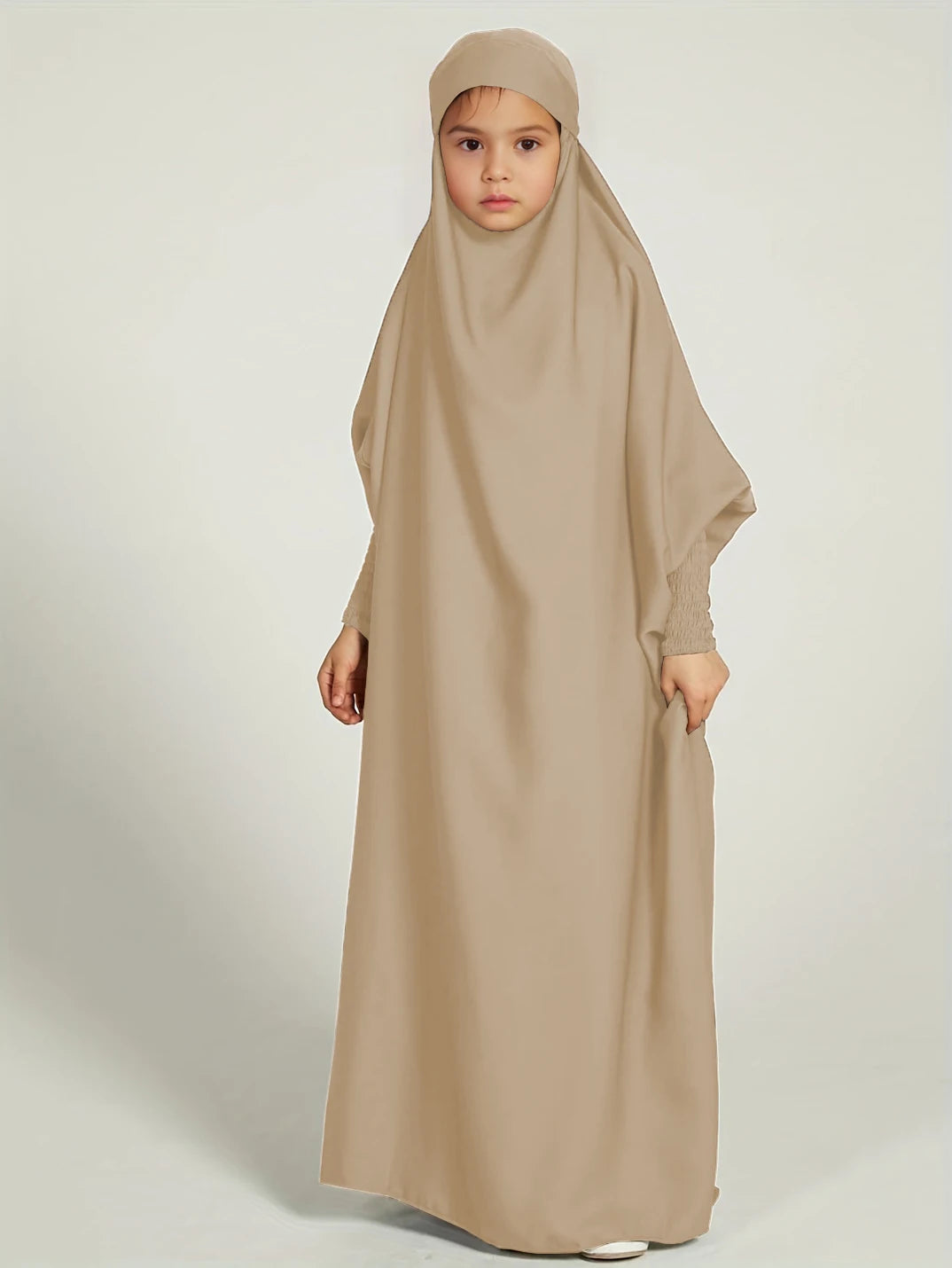 Abaya enfant musulmane : Caftan couleur unie