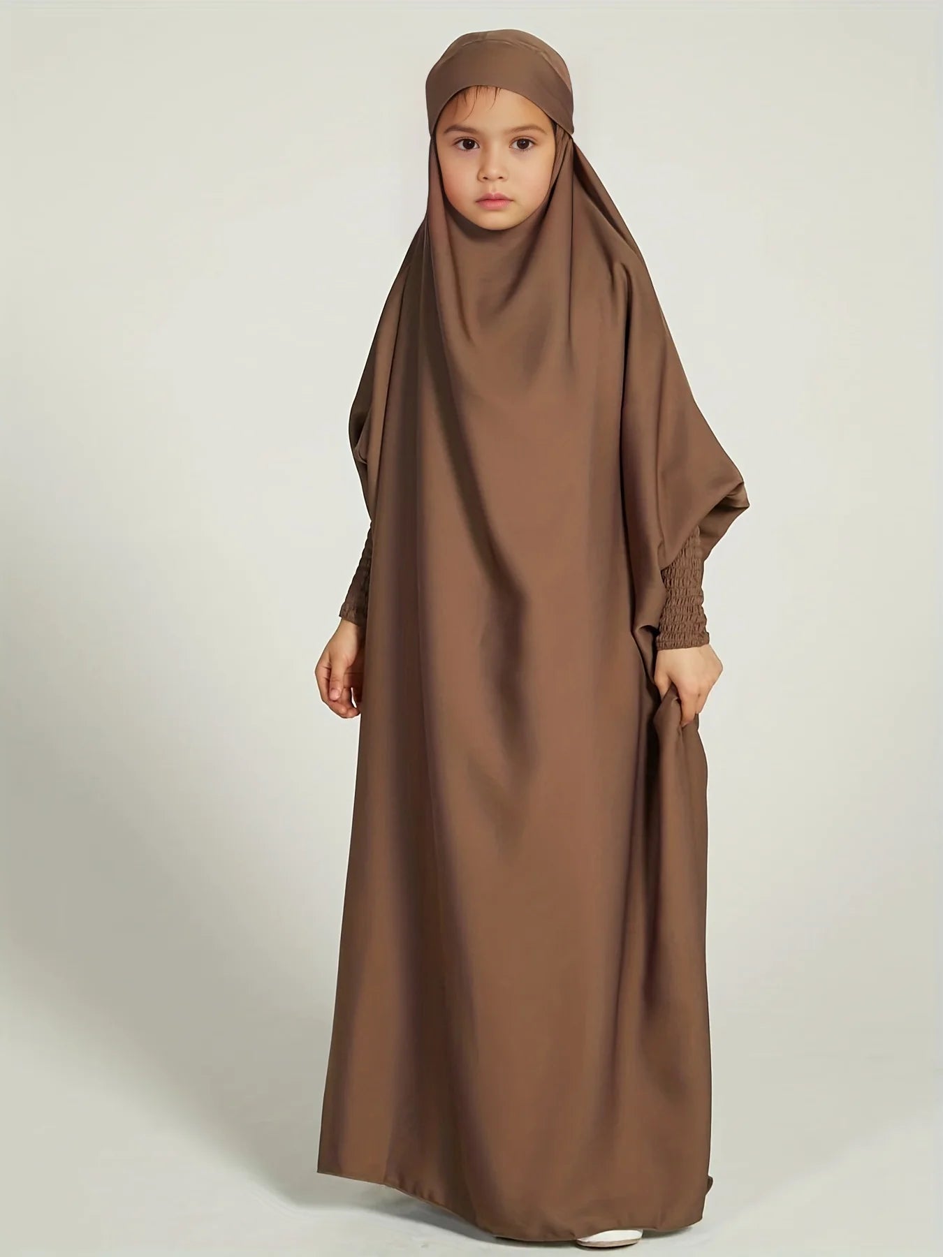 Abaya enfant musulmane : Caftan couleur unie