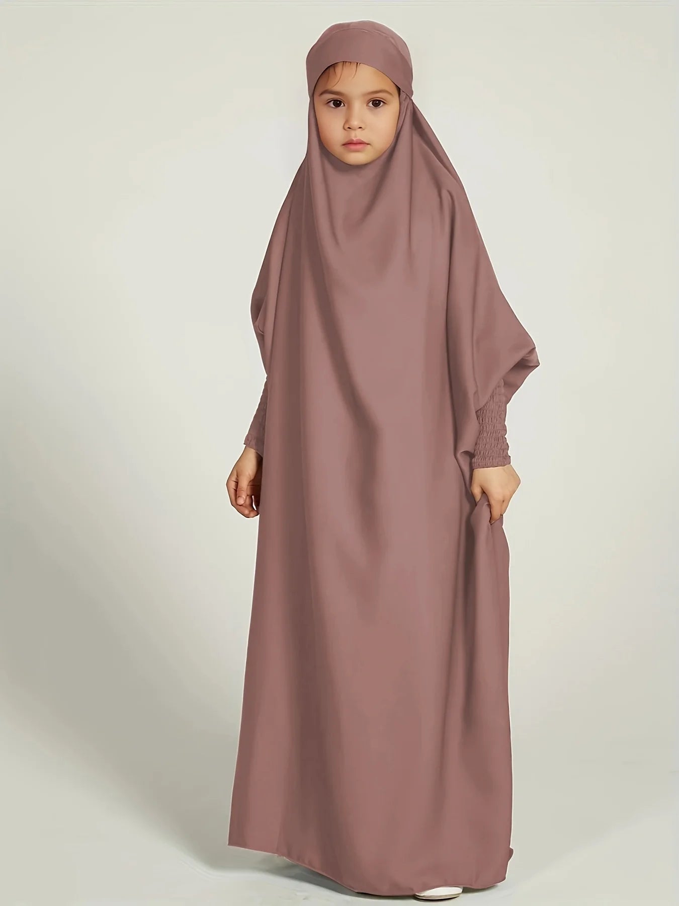 Abaya enfant musulmane : Caftan couleur unie