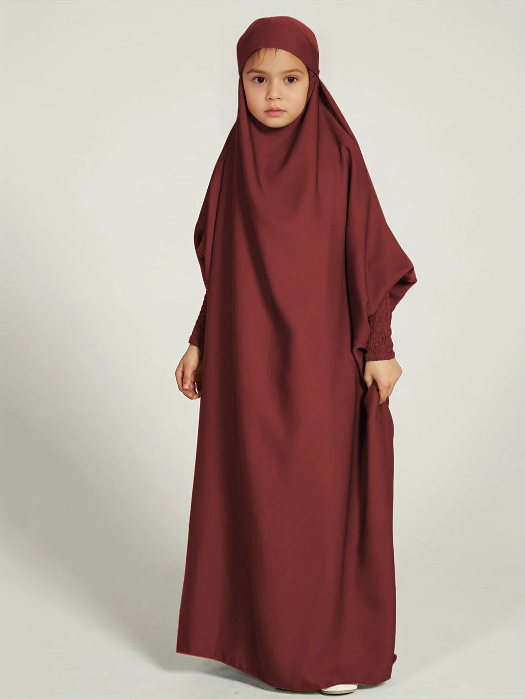 Abaya enfant musulmane : Caftan couleur unie