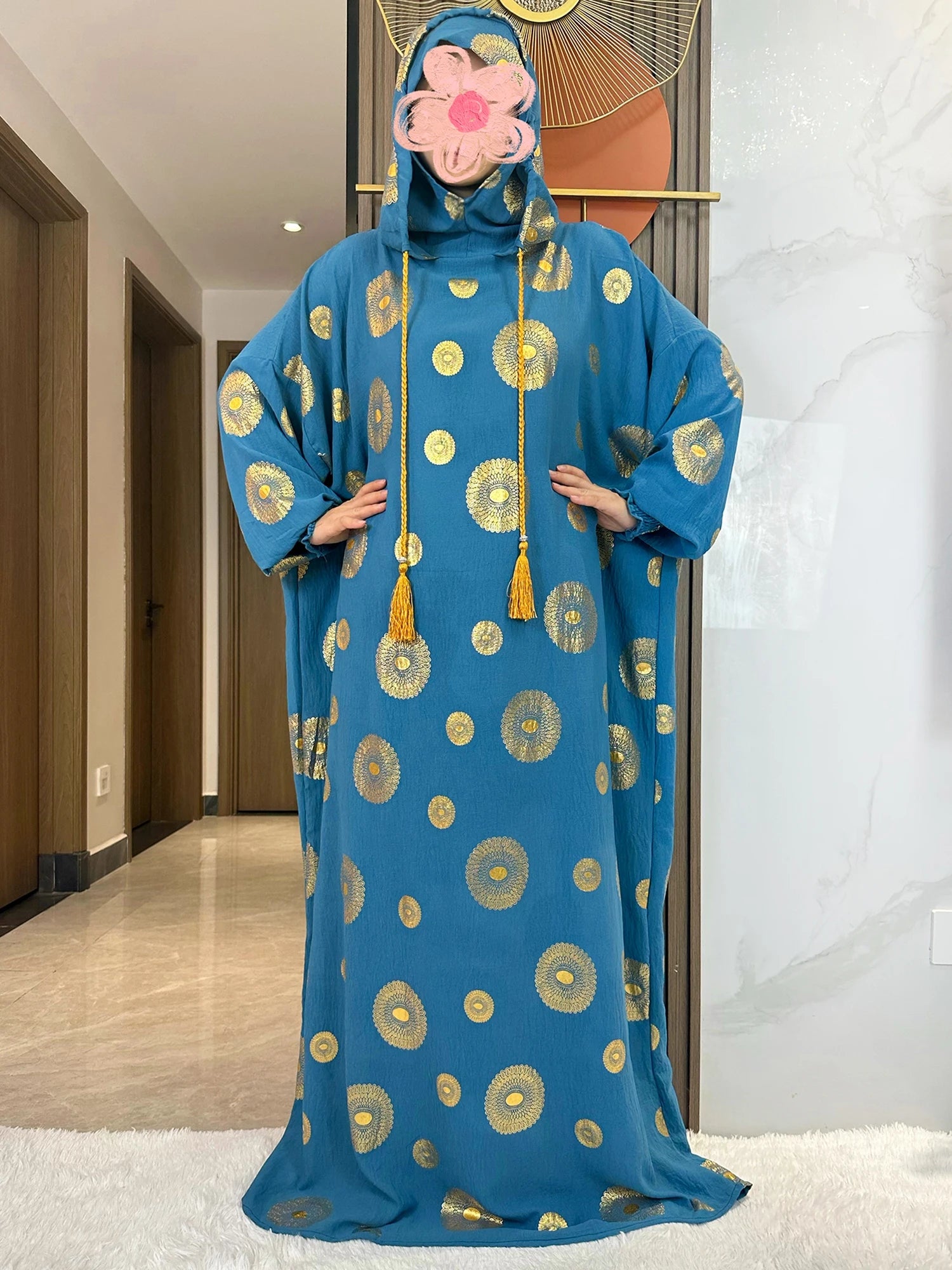 Abaya coton femme broderie Kendning - Vêtement de prière musulman - Ramadan