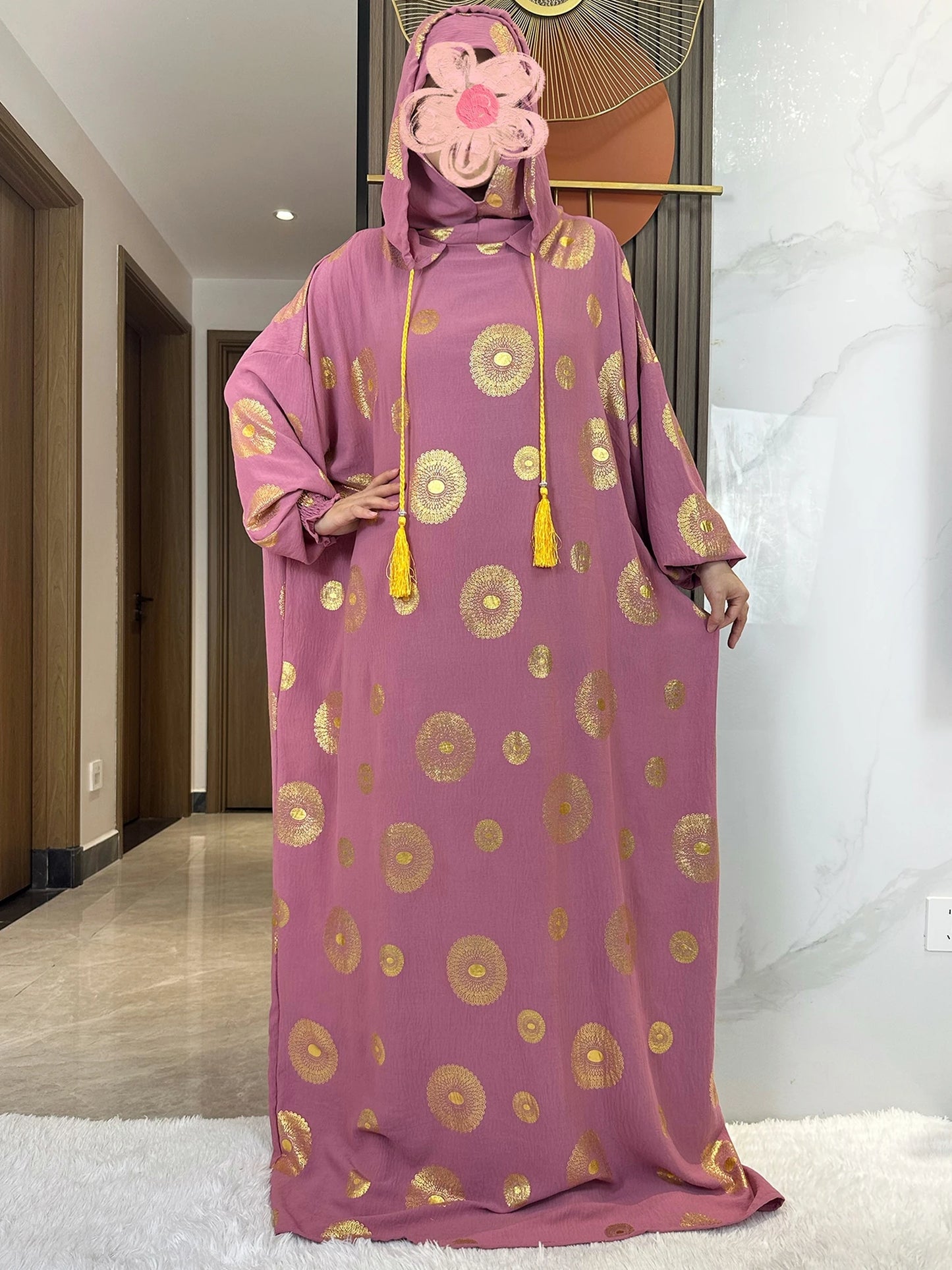 Abaya coton femme broderie Kendning - Vêtement de prière musulman - Ramadan