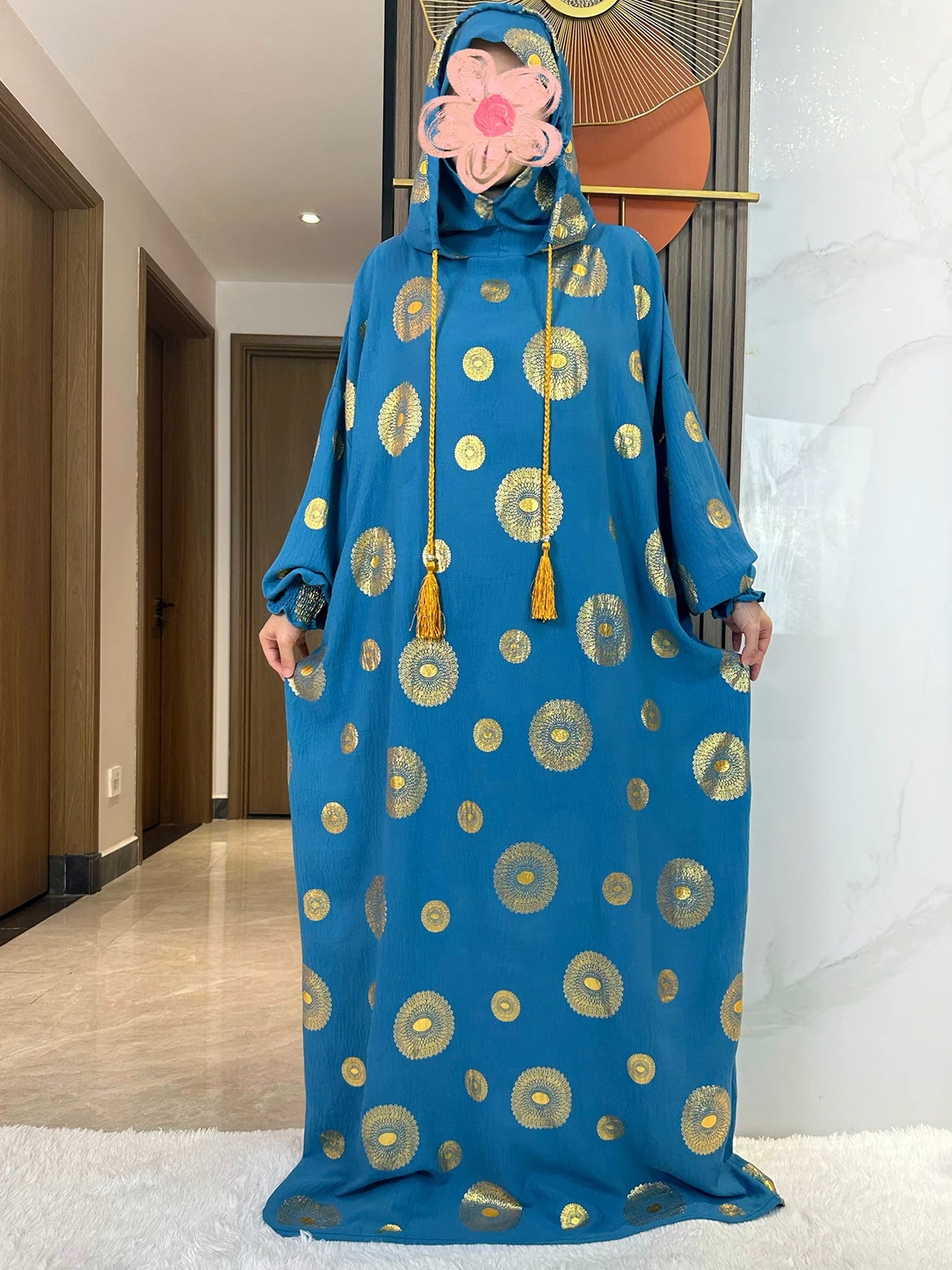 Abaya coton femme broderie Kendning - Vêtement de prière musulman - Ramadan