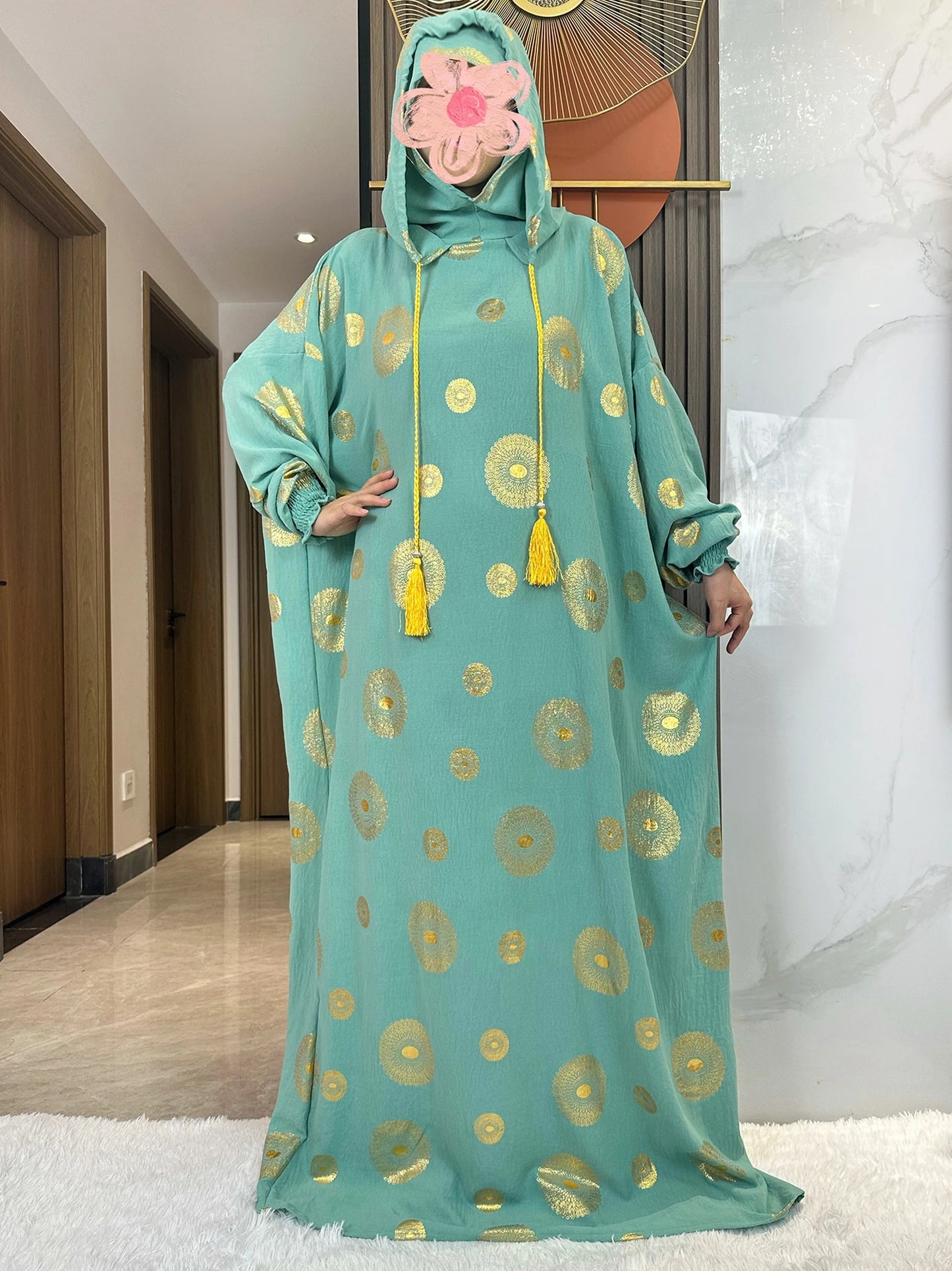 Abaya coton femme broderie Kendning - Vêtement de prière musulman - Ramadan