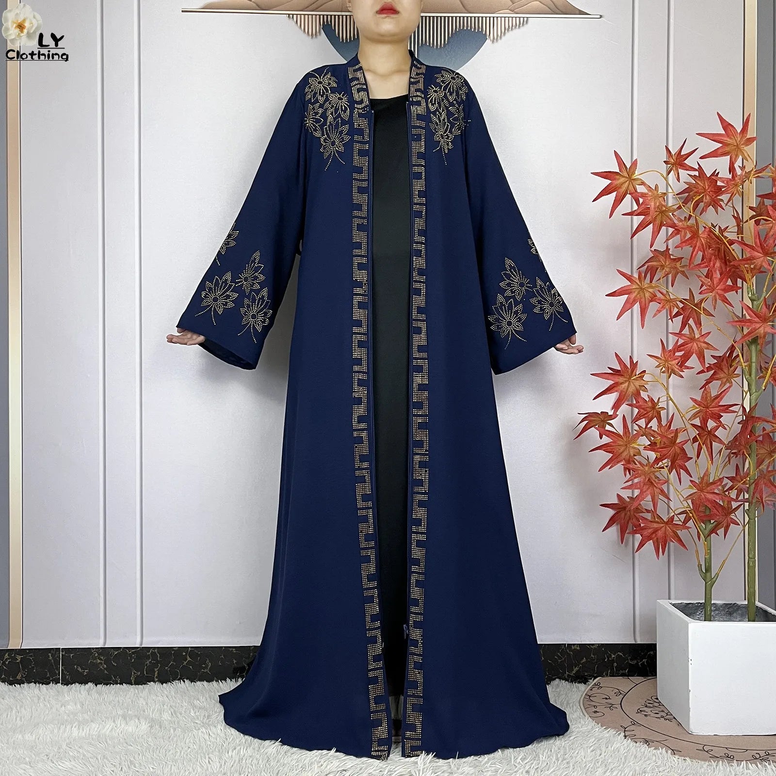 Abaya en mousseline de soie avec turban - tenue de soirée élégante