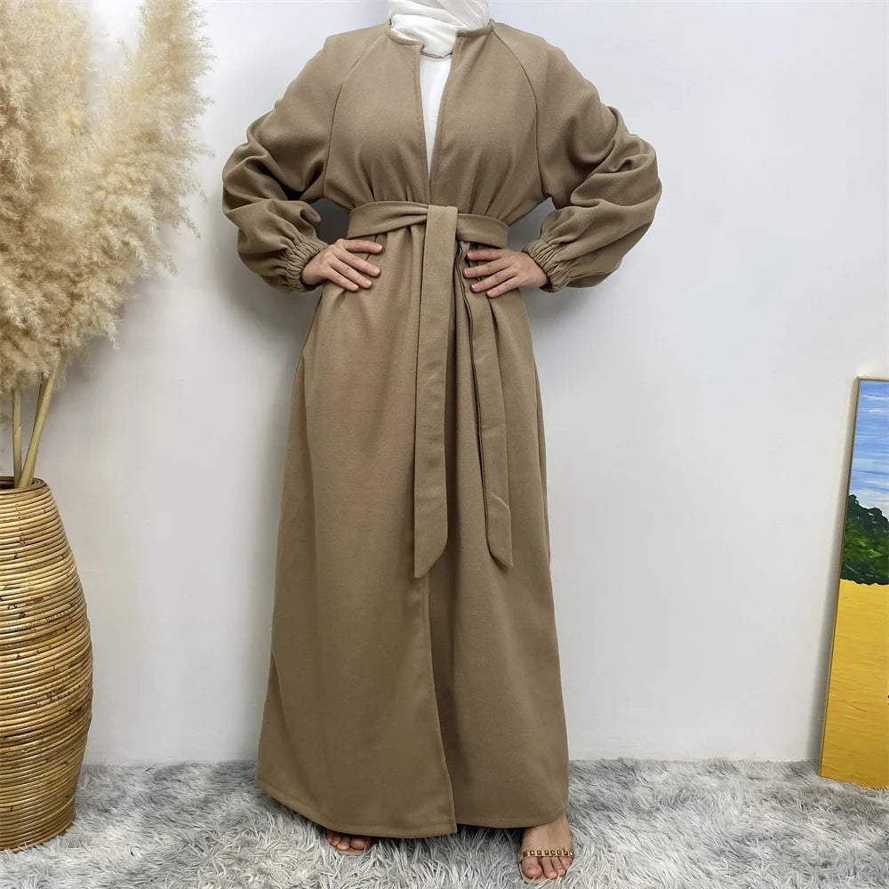 Abaya-Robe d'hiver en polyester pour femme