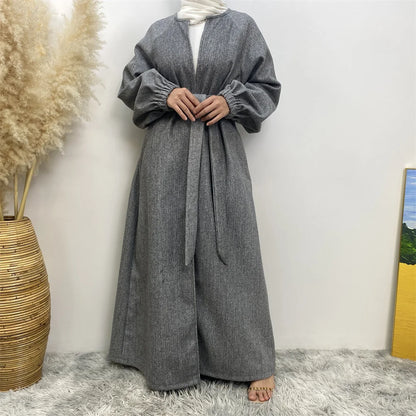 Abaya-Robe d'hiver en polyester pour femme