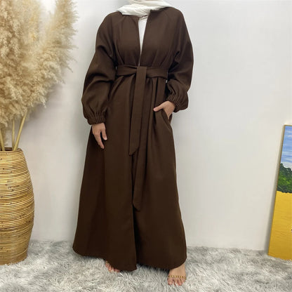 Abaya-Robe d'hiver en polyester pour femme