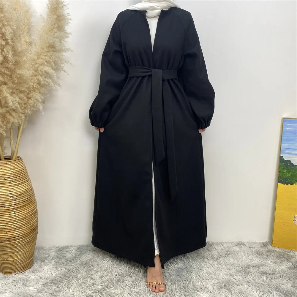 Abaya-Robe d'hiver en polyester pour femme