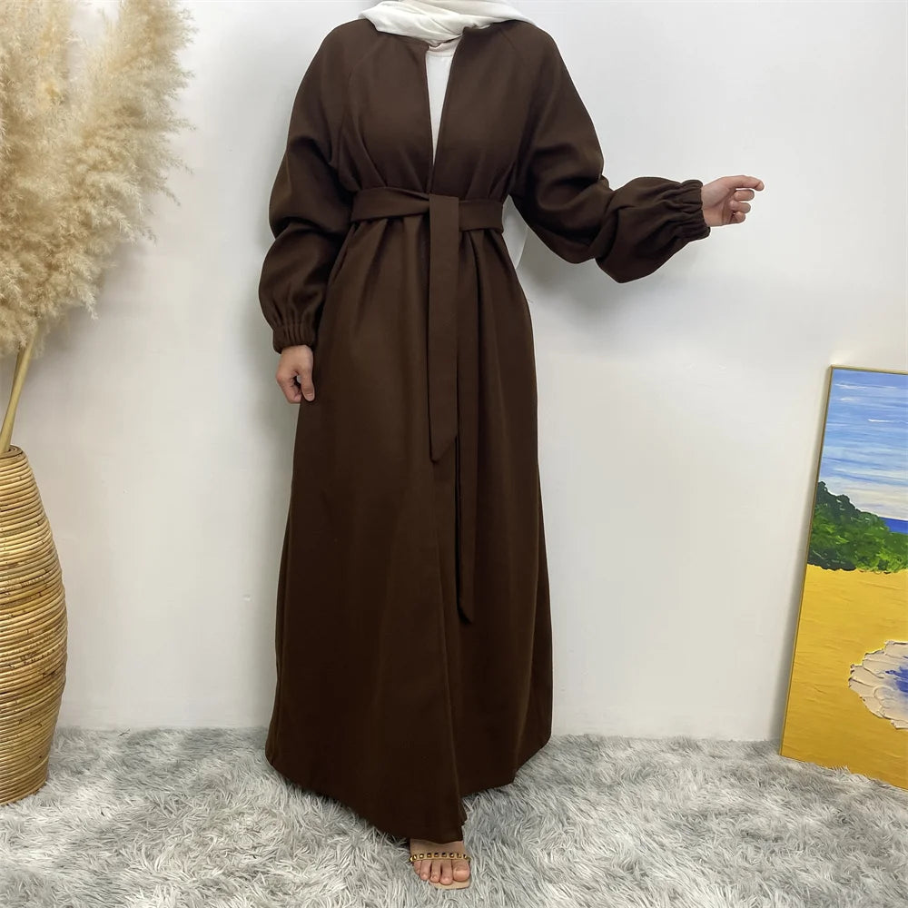 Abaya-Robe d'hiver en polyester pour femme