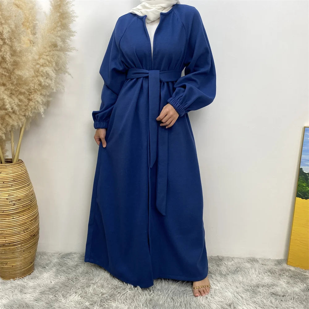 Abaya-Robe d'hiver en polyester pour femme