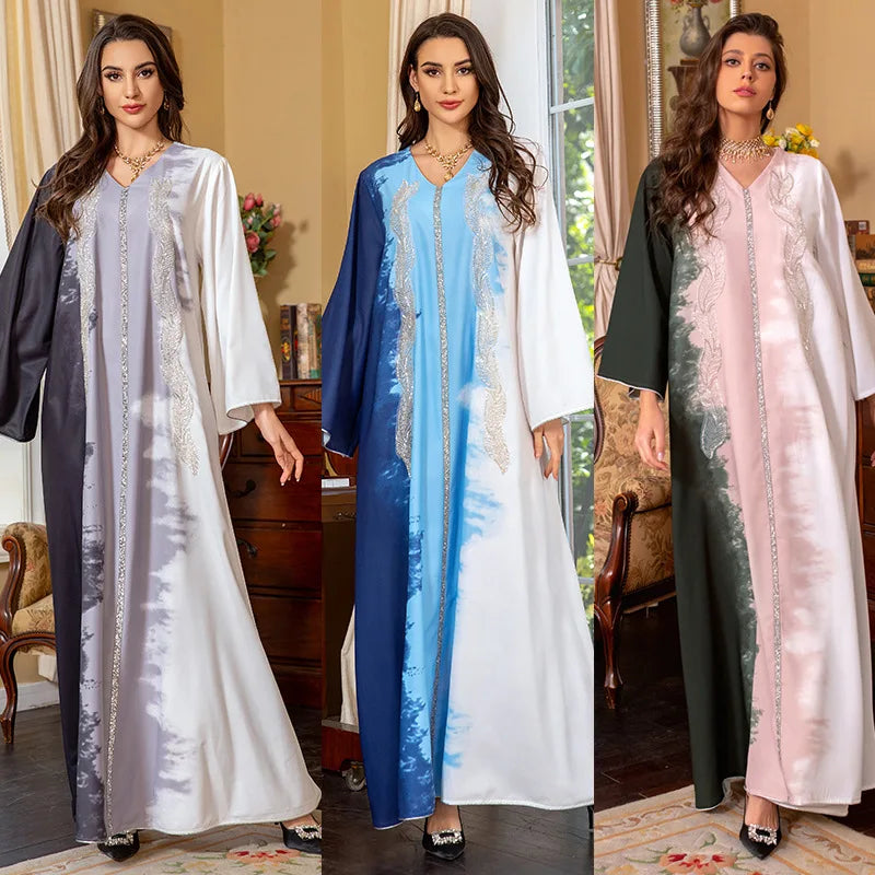 Abaya musulmane à manches longues pour femmes, style arabe et élégant