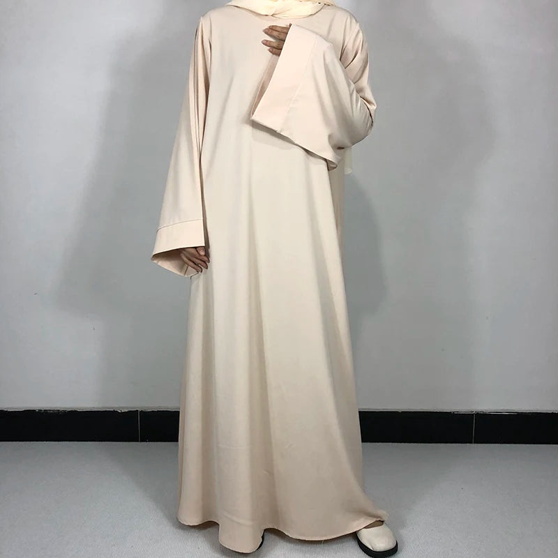 Abaya-Robe de qualité pour femmes musulmanes: 15 couleurs unies & ceinture gratuite