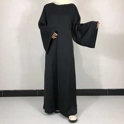 Abaya-Robe de qualité pour femmes musulmanes: 15 couleurs unies & ceinture gratuite